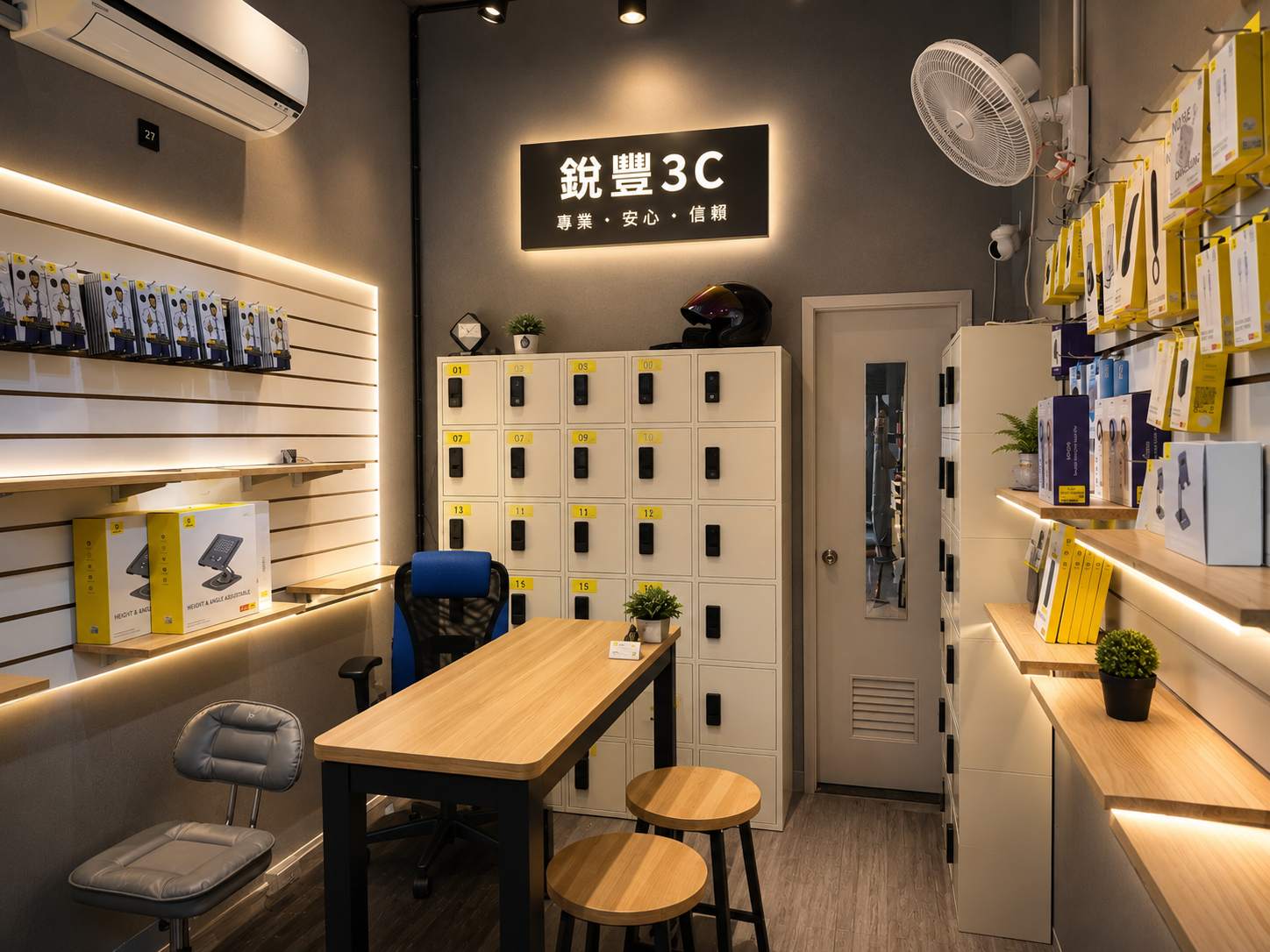銳豐3C店內24H無人櫃、包裹寄放與3C配件展示